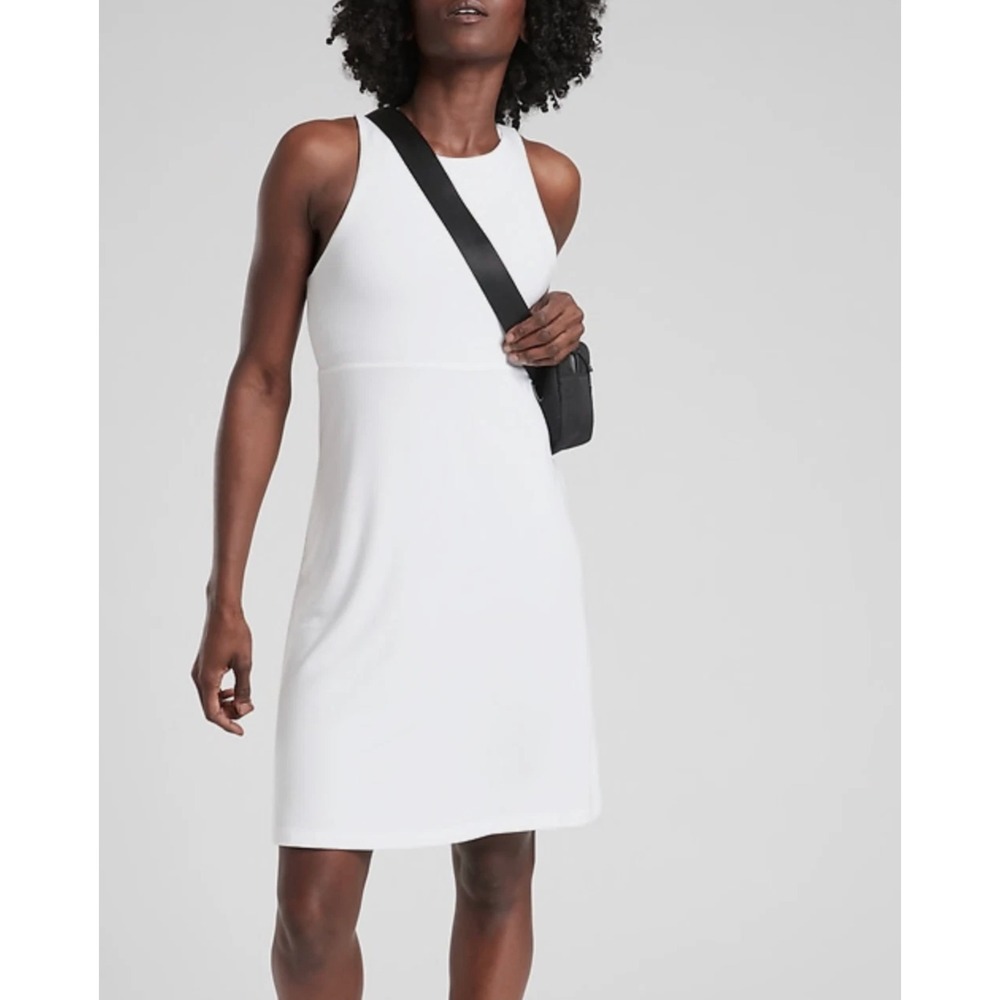 Athleta White-Gray Sleeveless Reversible High Neck Santorini Dress XS New No Tag